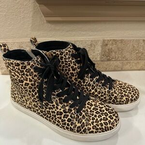 Matisse Entice Leopard Print High-Top Sneakers women’s 9.5 Real leather dyed fur